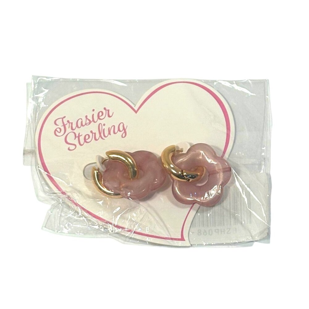 Frasier Sterling Pink Daisy Drop Earrings